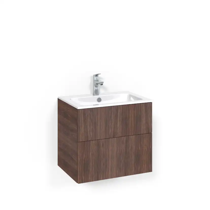 Crown Kom 60x45 Ba Li PO L14 Brun Ask, 600 mm, Tvättställ Light 14, Med Pushfunktion