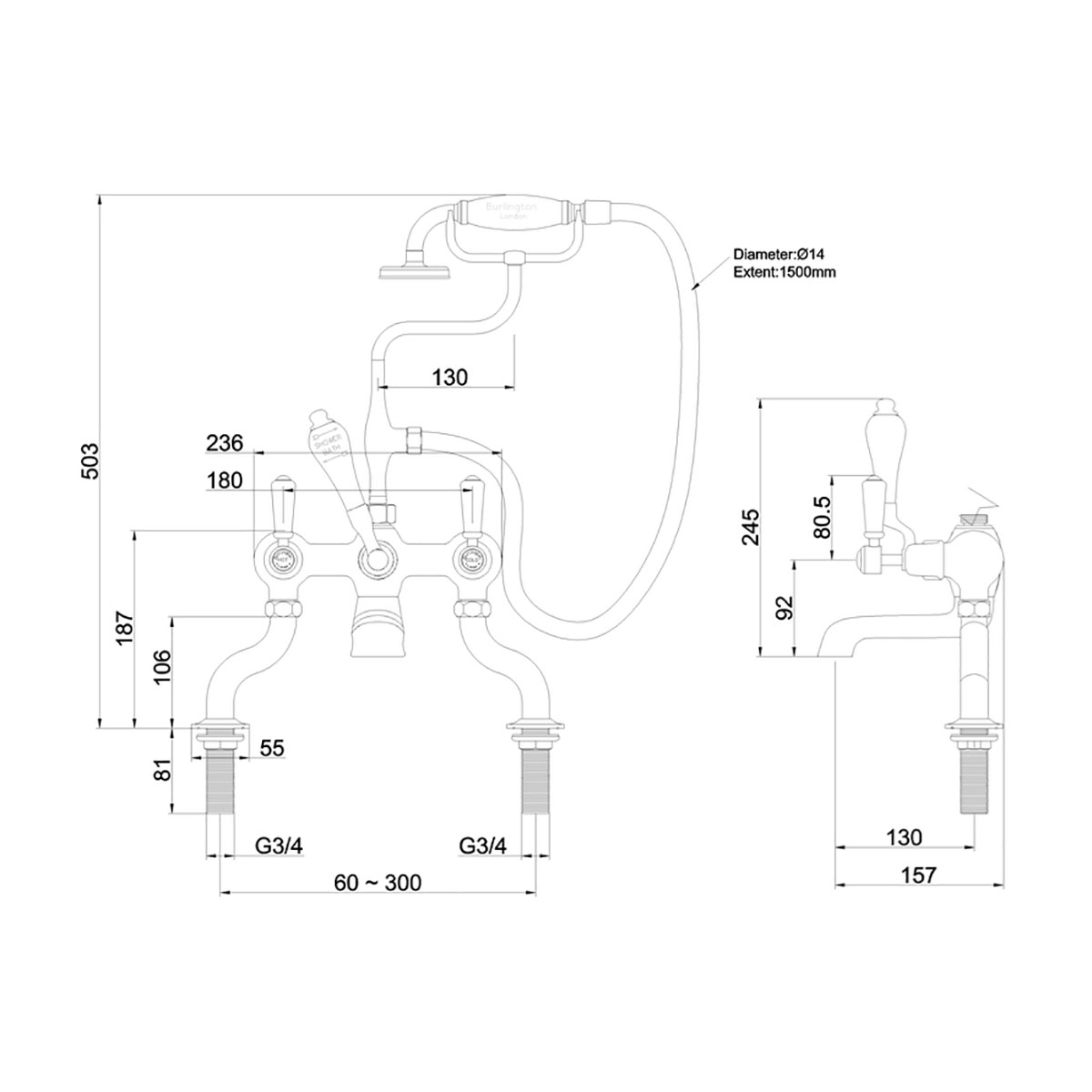 Dusch- och Badkarsblandare Burlington CL15 Kensington