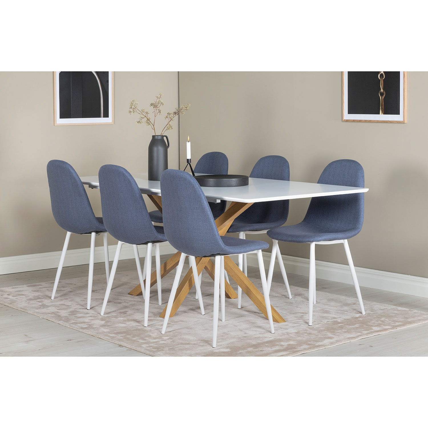 Matgrupp Venture Home Piazza Rektangulärt med 6 Polar stolar