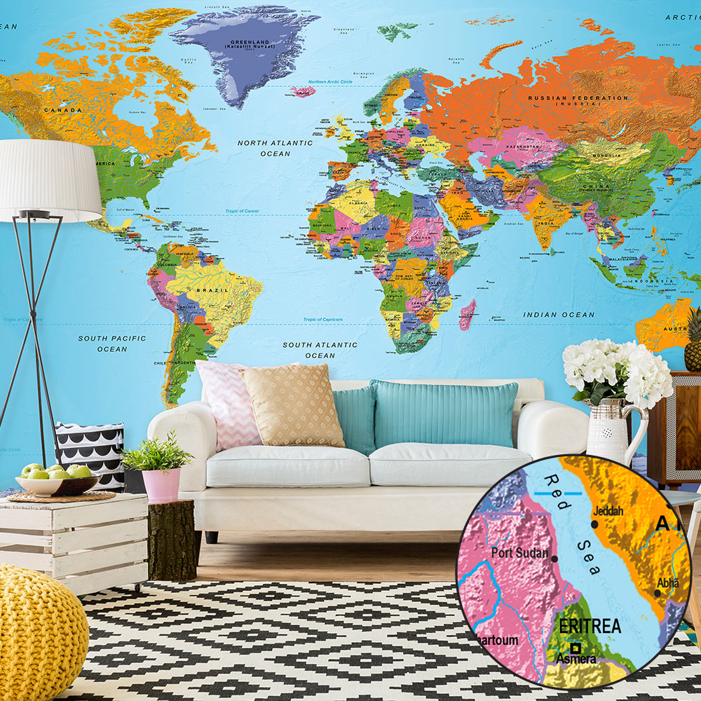 Fototapet Arkiio Självhäftande World Map Colourful Geography II 490x280