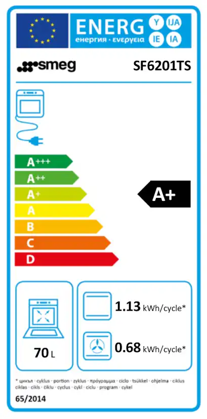 Termoventilerad Ugn Smeg SF6201TS med Temperaturkontroll Silver 60 cm