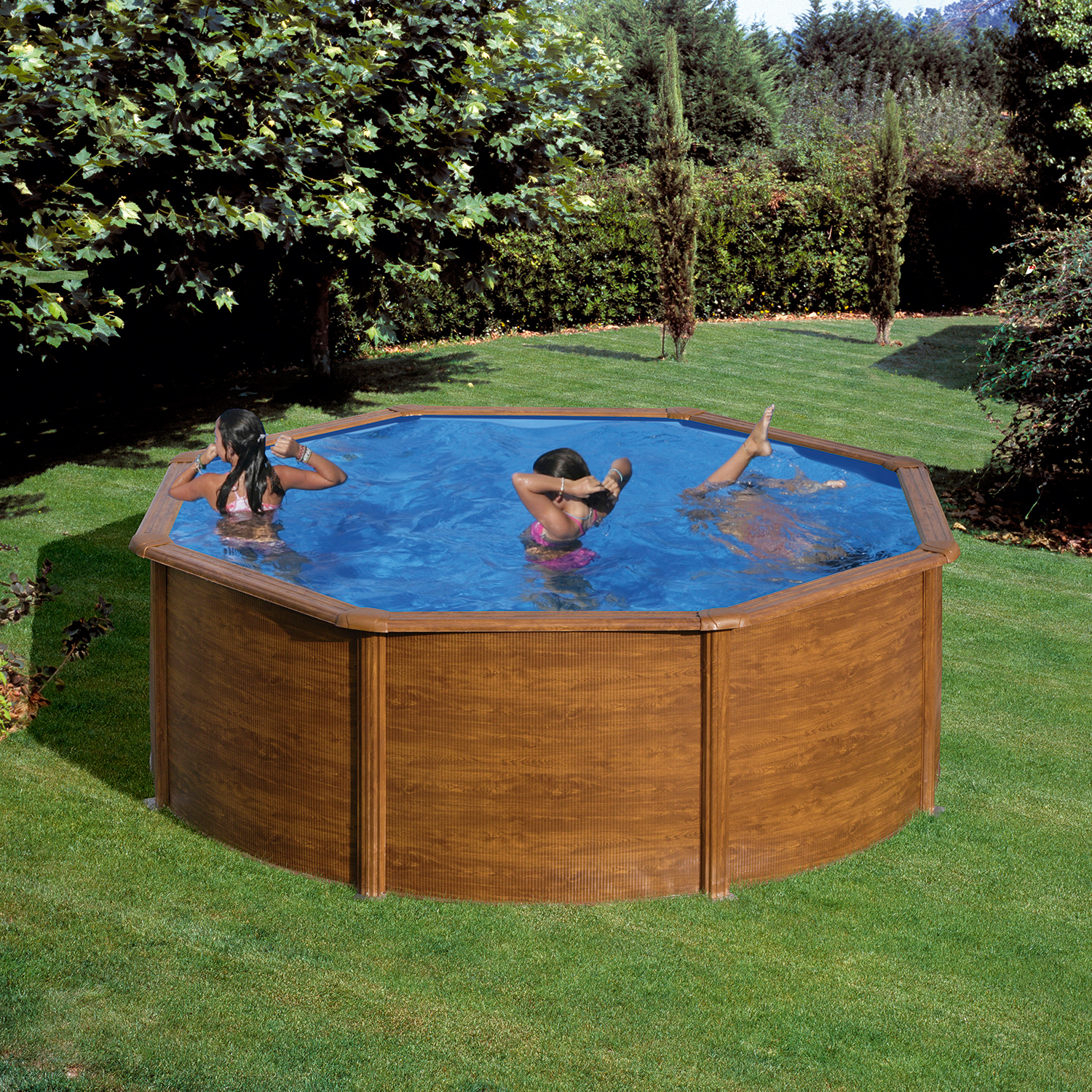 Poolset i träimitation Planet Pool Rund