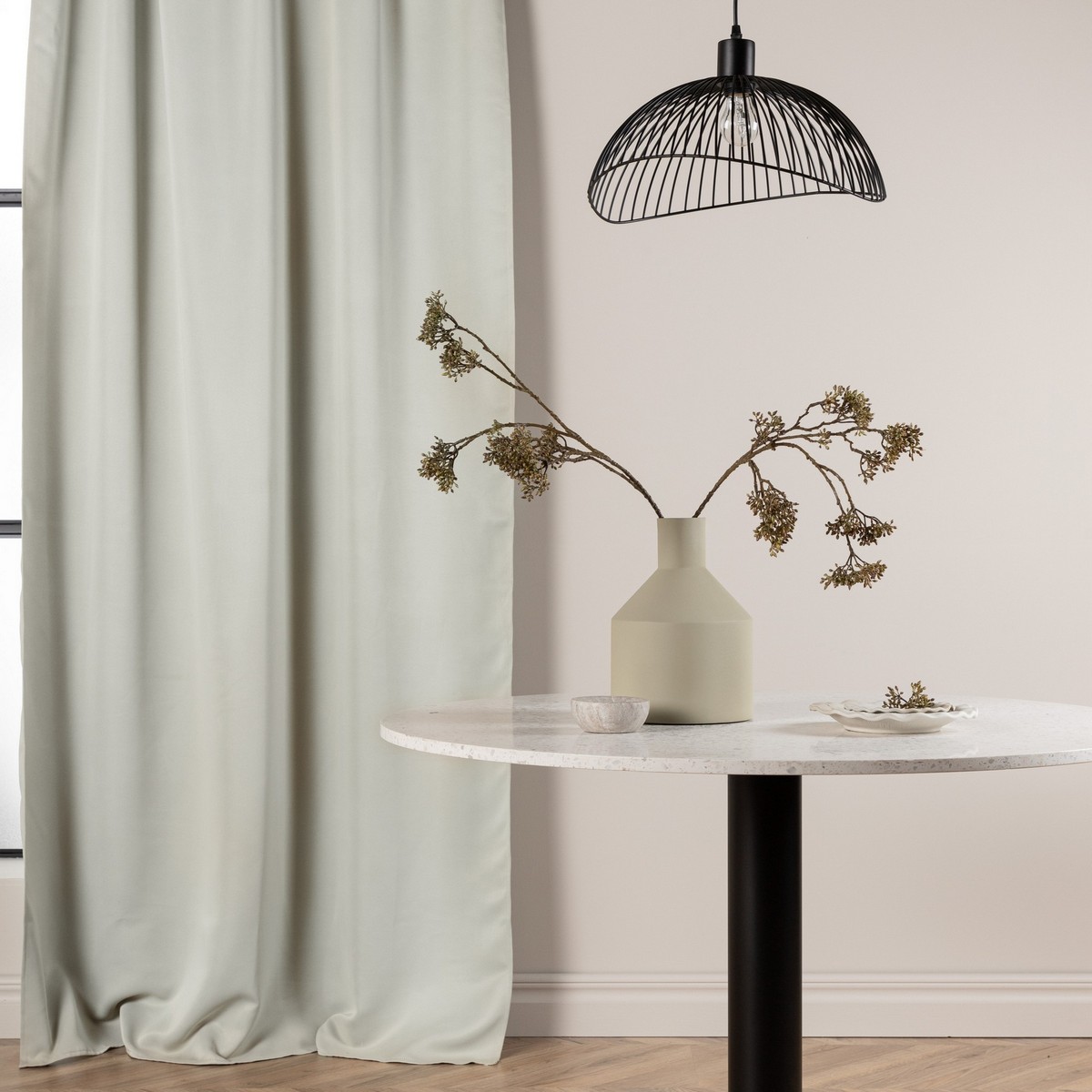 Evelyn Curtain Polyester blackout - Offwhite - 135*240 - Mul Ljusgrå