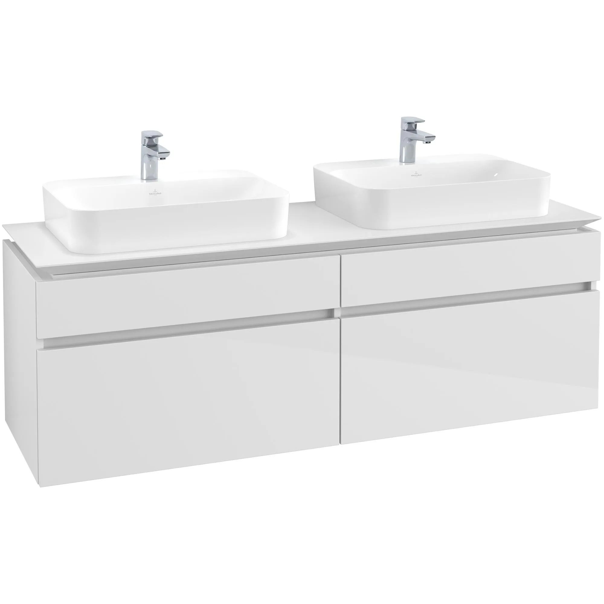 Tvättställsskåp Villeroy & Boch Legato 1600 med 4 Lådor för Två Ytmonterade Tvättställ från Finion & Memento