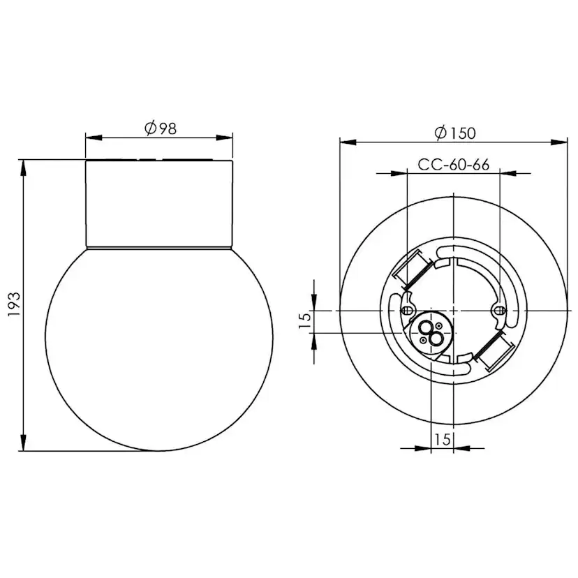 Vägg-/Taklampa Ifö Electric Classic Glob Blank Rak IP54 LED