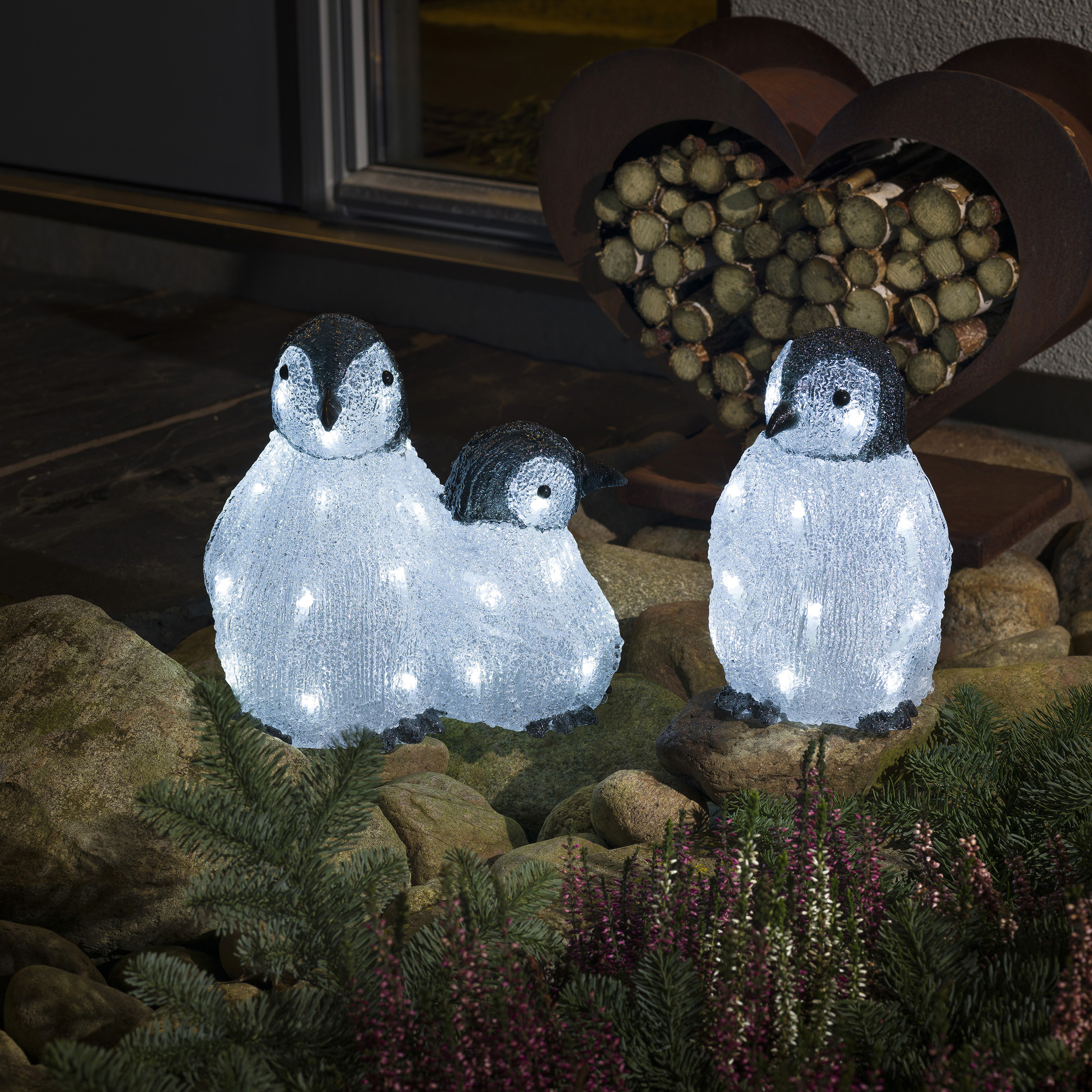 Dekorationsbelysning Gnosjö Konstsmide Pingvinfamilj 3 st