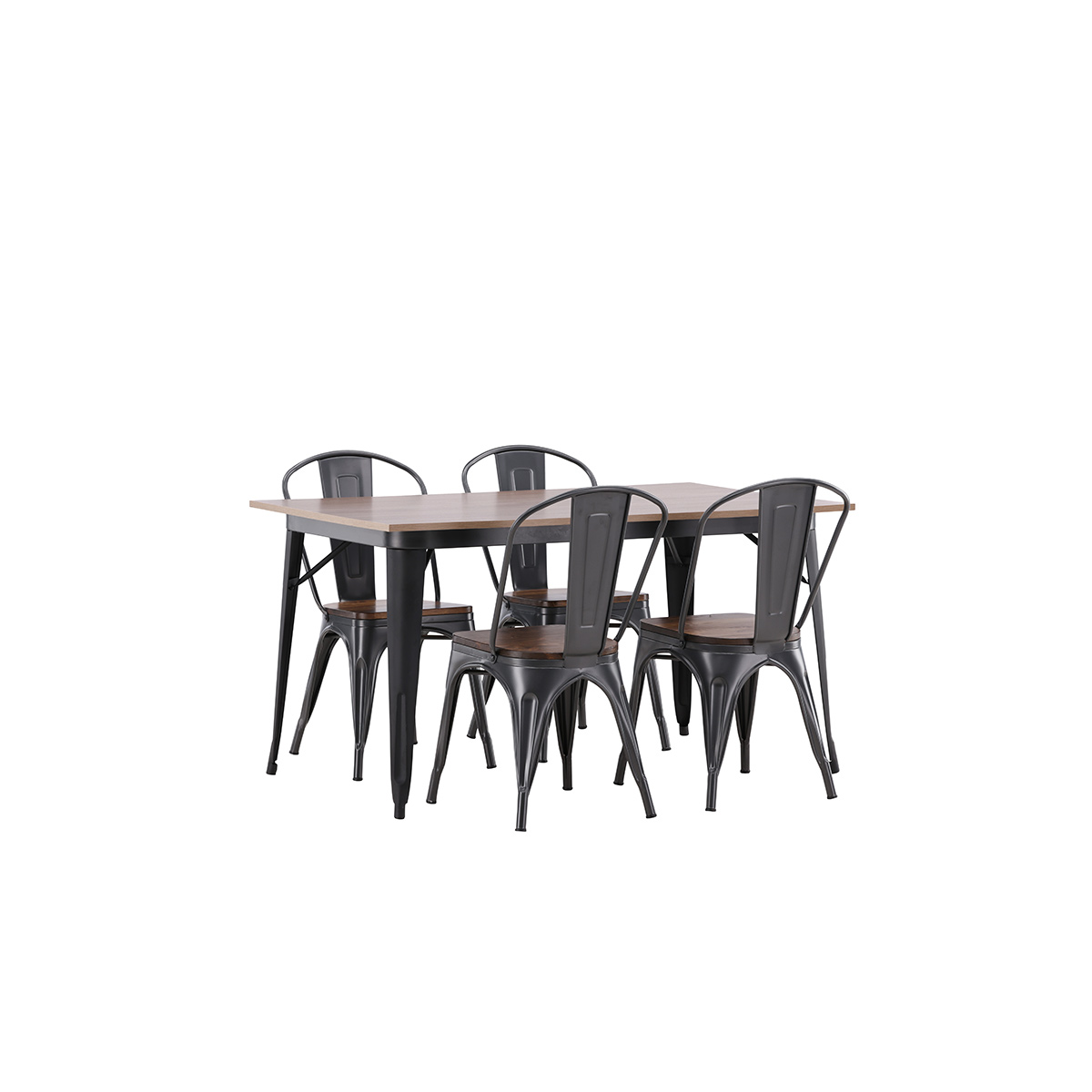 Tempe Dining Table - Black / Walnut MDF +Tempe Dining Chair Mörkgrå/Ek