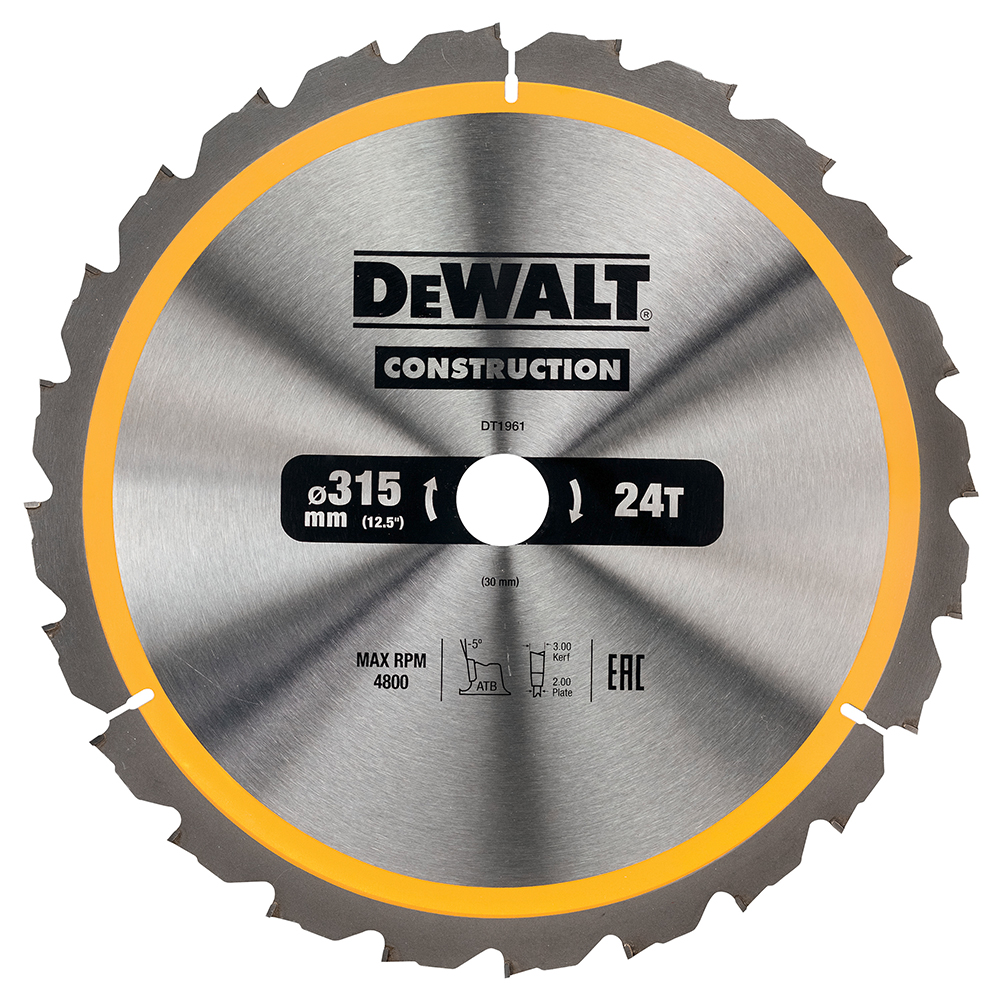 CIRKELSÅGBLAD DEWALT DT1961-QZ 315X30MM 24T 315x30 mm, 24 Tänder