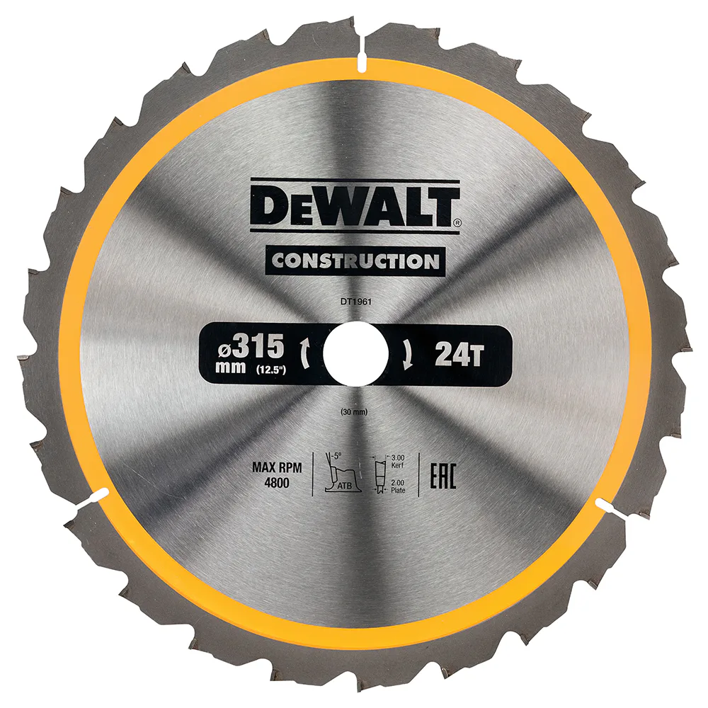 CIRKELSÅGBLAD DEWALT DT1961-QZ 315X30MM 24T 315x30 mm, 24 Tänder
