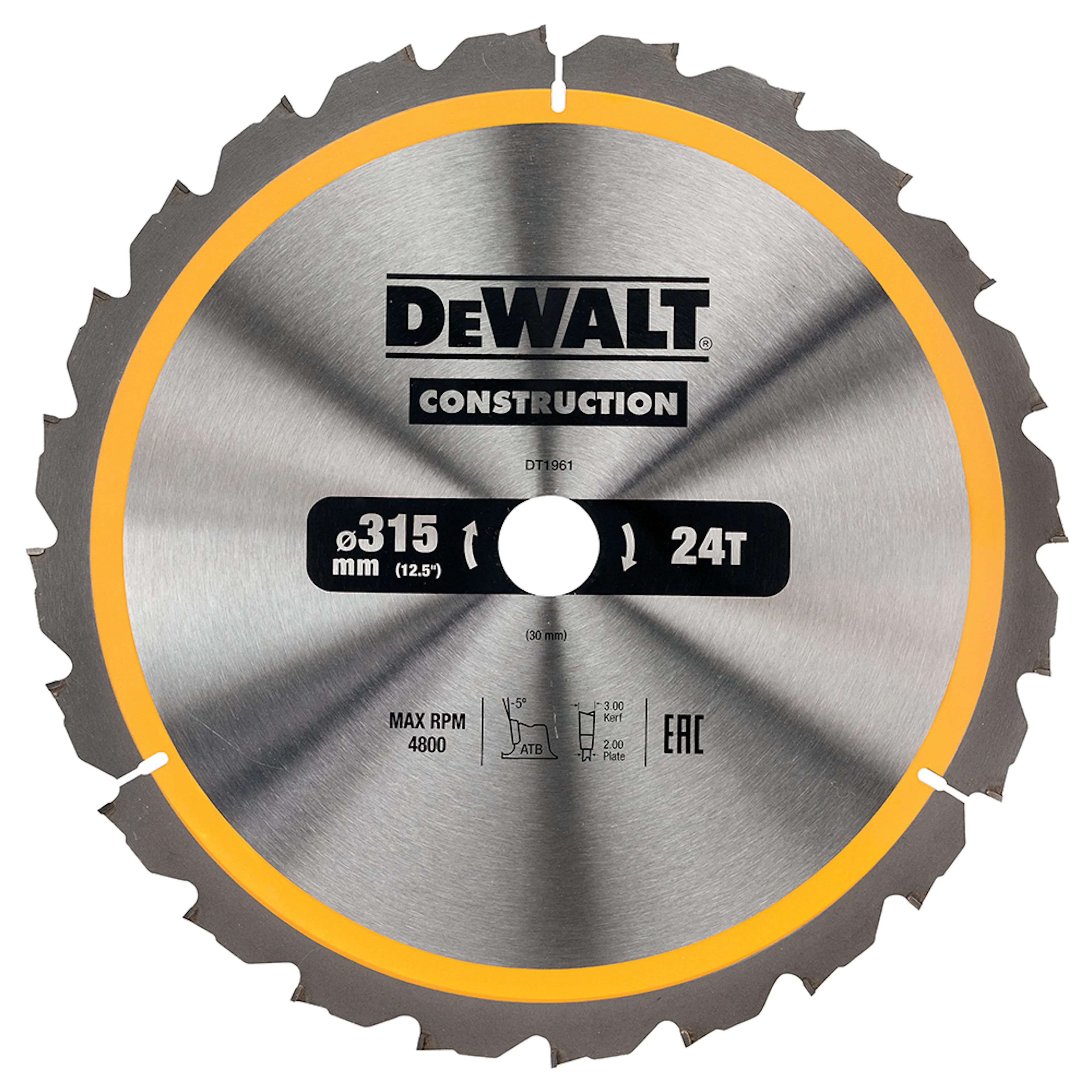 CIRKELSÅGBLAD DEWALT DT1961-QZ 315X30MM 24T 315x30 mm, 24 Tänder