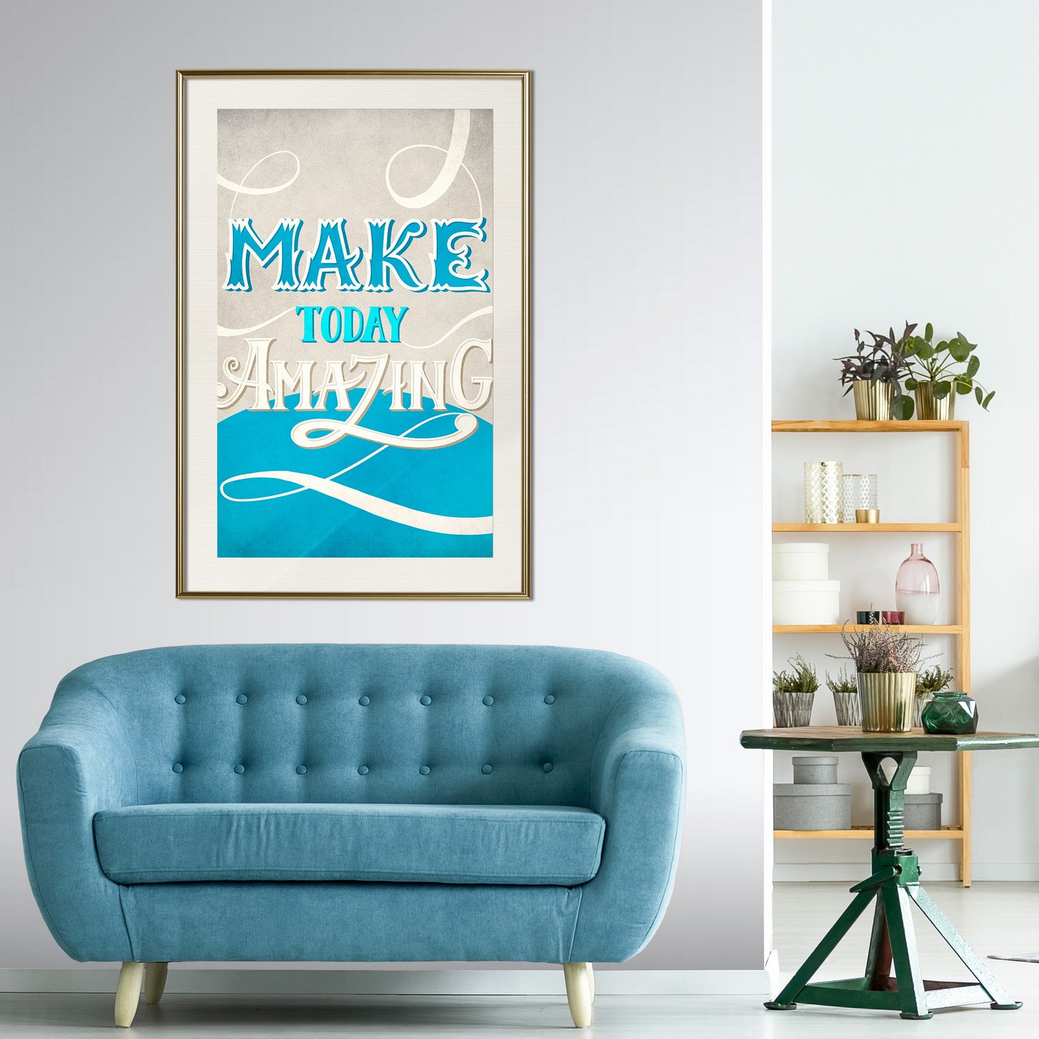 Affisch - Make Today Amazing [Poster] 40x60 Guld ram med passepartout, 40x60 cm