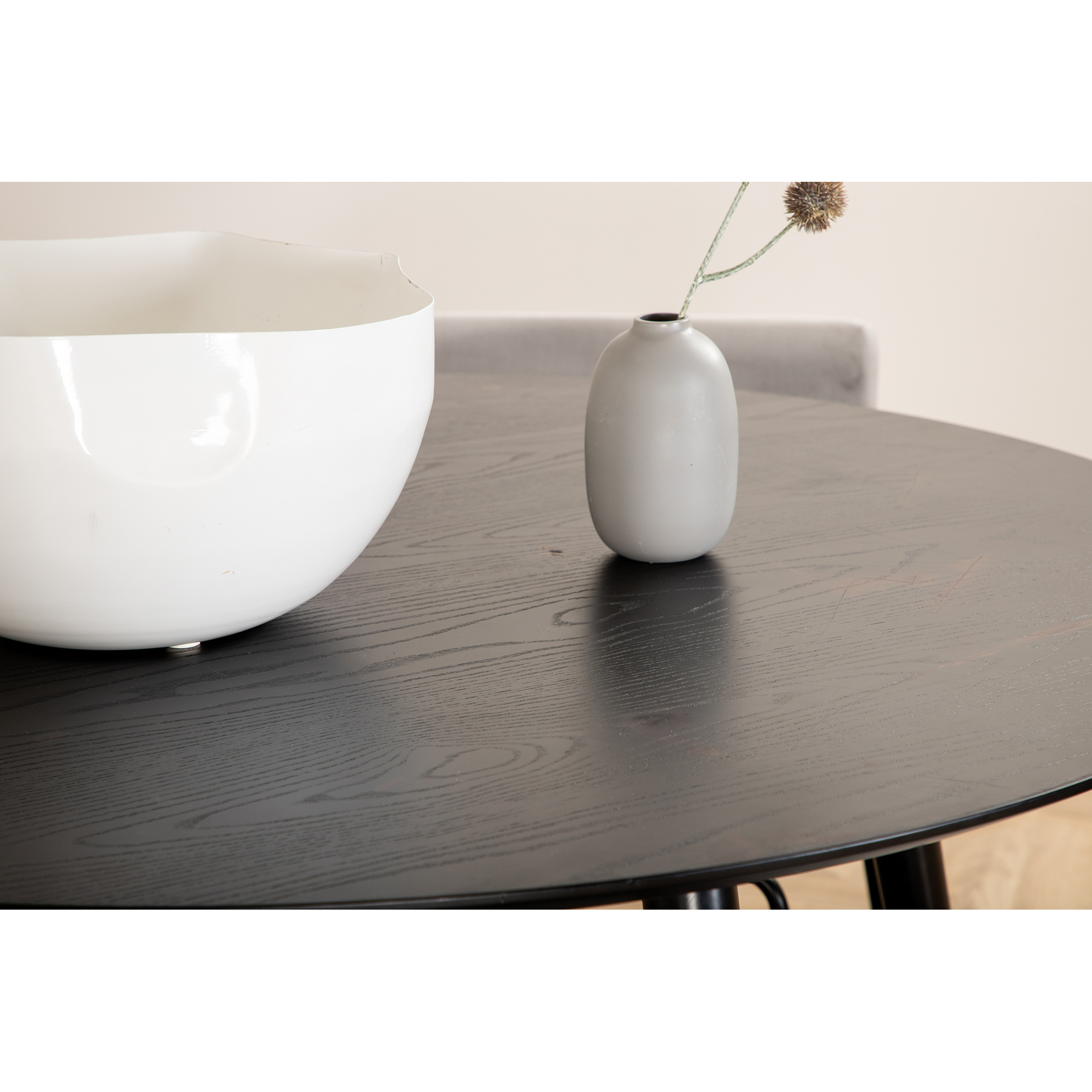 Dipp Dining Table - 115cm - Black Veneer / All black legs +K Svart/Ljusgrå