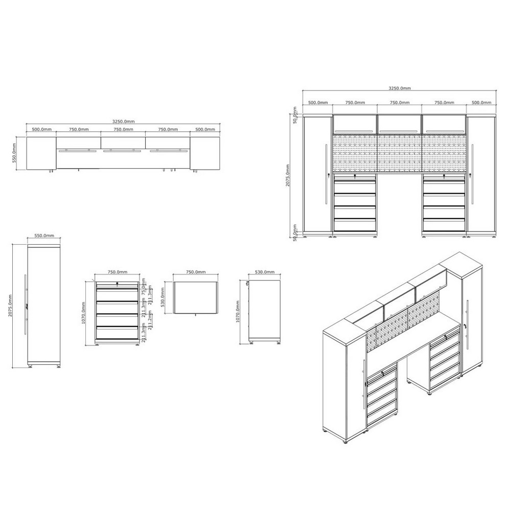 Verktygsskåp Timco Elite 325x55x205 cm