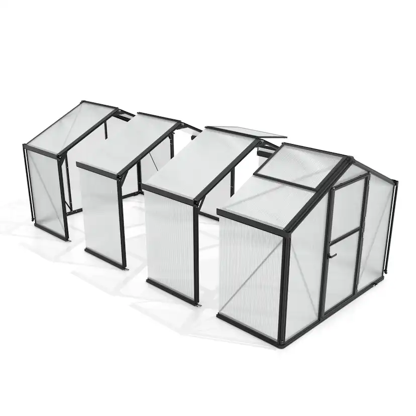 Tillbyggnad Vitavia Deimos Till Växthus Svart 3mm Härdat Glas / 10 mm Polytak