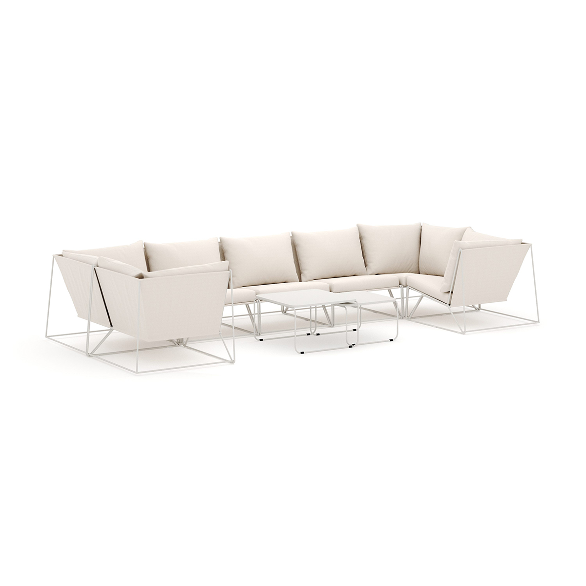 Loungesoffa Comfort Garden Usteryd utomhus U-soffa 7-sits med stängt avslut