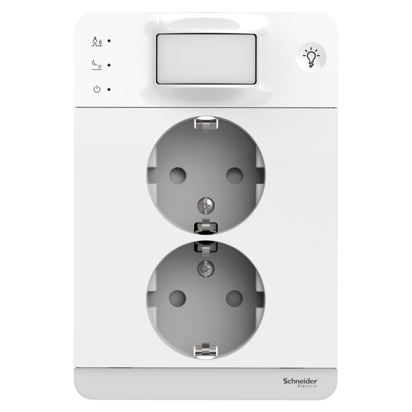 Vägguttag Schneider Electric Exxact Infälld 2-vägs Rörelsedetektor Orienteringsljus 16A IP21 Snabbanslutning Vit