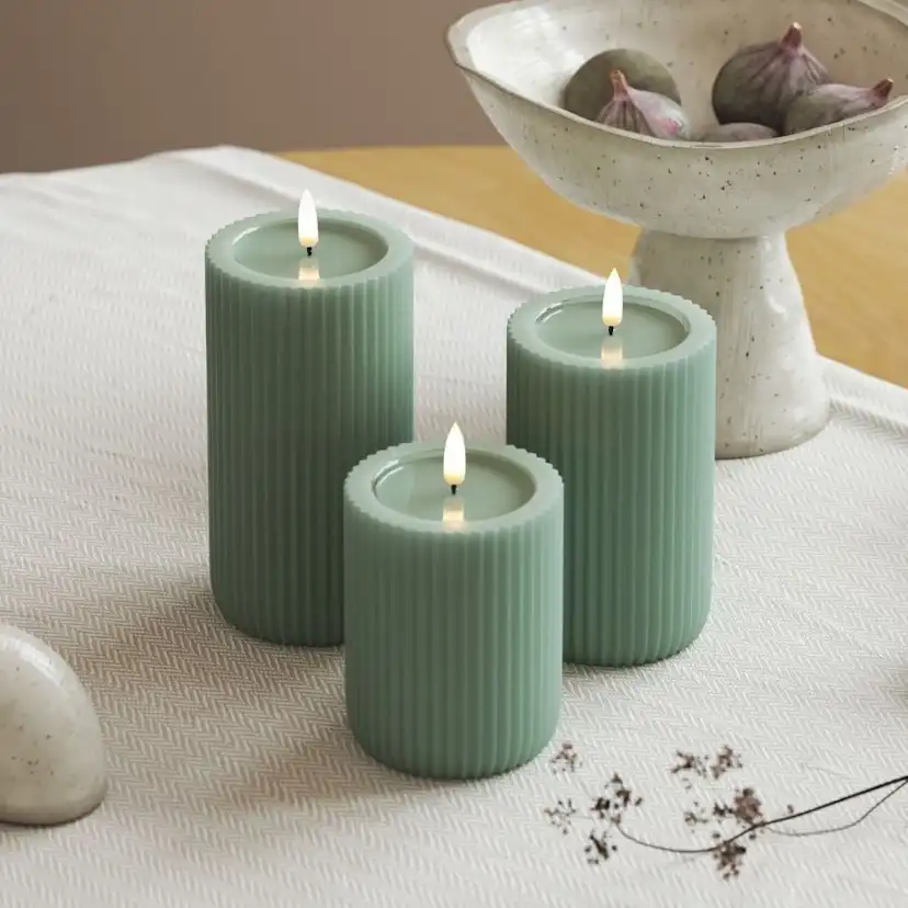 LED-Blockljus UNIQUE Candles Stripe 8x15 cm