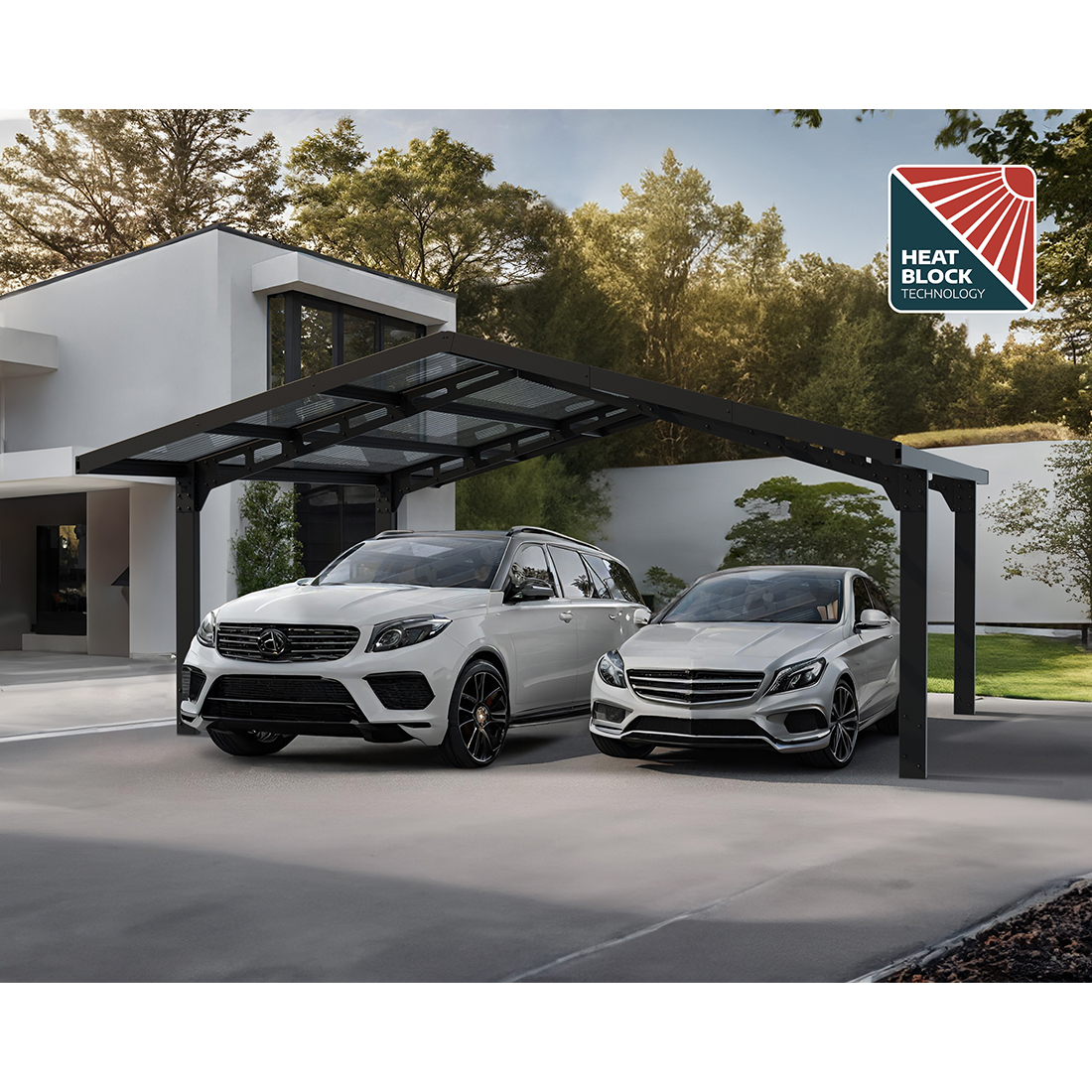 Carport Canopia by Palram Sydney i Metall Dubbel båge 6x6 m Svart