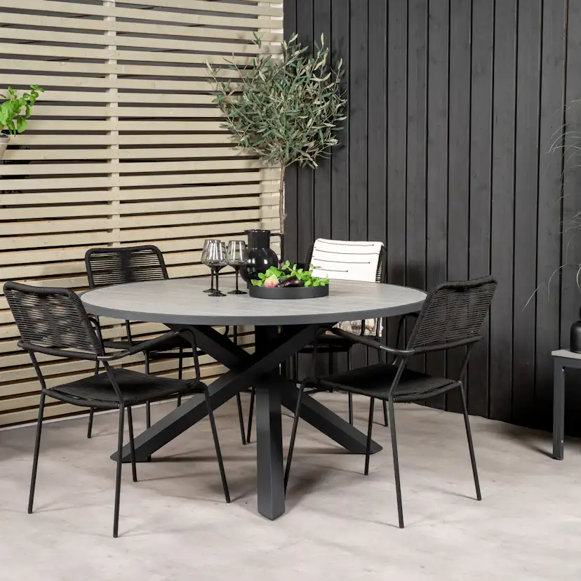 Matgrupp Venture Home Pincy Ø140 med 4 Leon Karmstolar