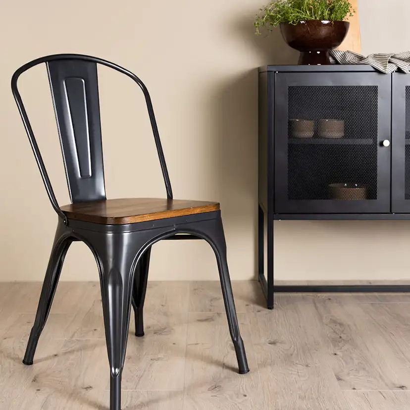 Tempe Dining Chair - Dark grey / Wood Mörkgrå/Valnötsfärgad