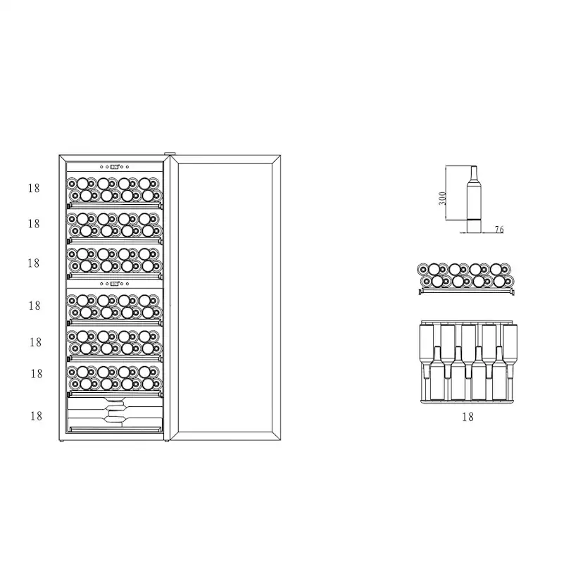 Vinkyl mQuvée WineExpert 126 Fullglass SW-126B Svart med 2 Zoner och Plats för 126 Flaskor