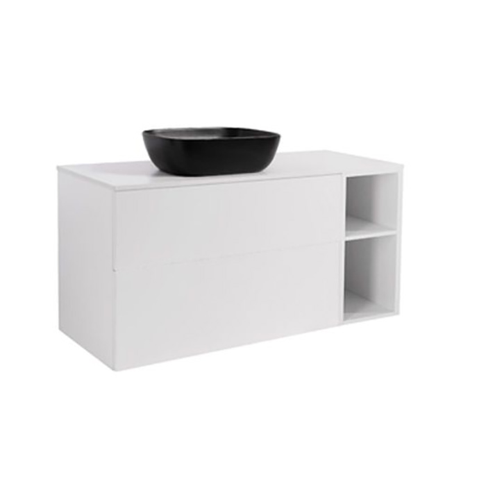 A IS90+30Ö MVIT BSVIT+TS REKSV Färg: Mattvit, Färg Tvättställ: Svart, Färg Bänkskiva: Vit, Rektangulär Form, Storlek: 740x1210 mm