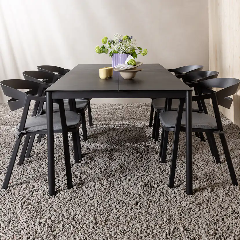 Matgrupp Venture Home Modena 200x100 cm med 6 Slit Stapelstolar