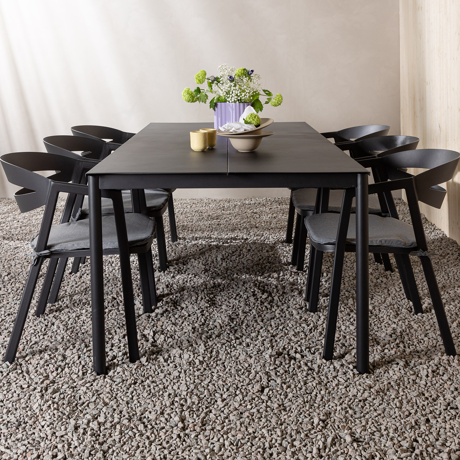 Matgrupp Venture Home Modena 200x100 cm med 6 Slit Stapelstolar