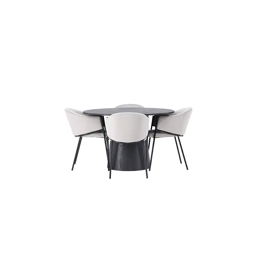 Matgrupp Venture Home Lanzo Ø120 cm med 4 st Evelina stolar