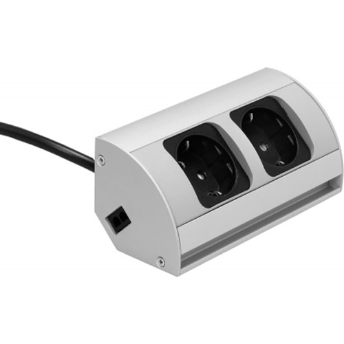 Bänkbelysning Beslag Design Corner Multi Dubbelkontakt Aluminium