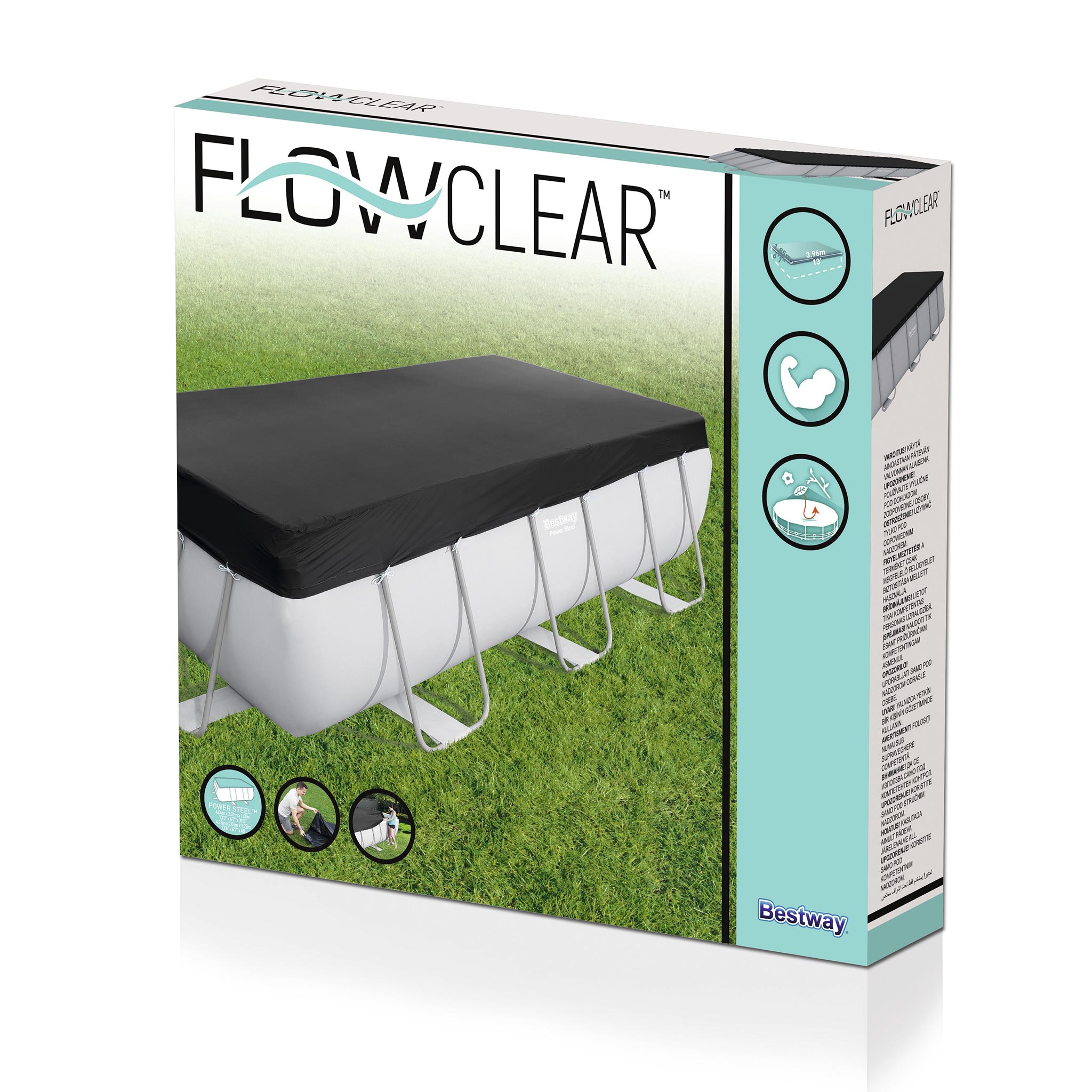 Poolöverdrag Bestway Flowclear PVC Svart 4,12 x 2,01 m Poolskydd
