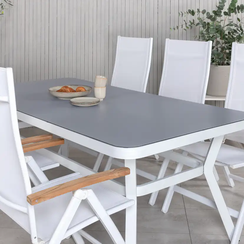 Matgrupp Venture Home Virya 160x90 cm med 6 Panama Positionsfåtöljer