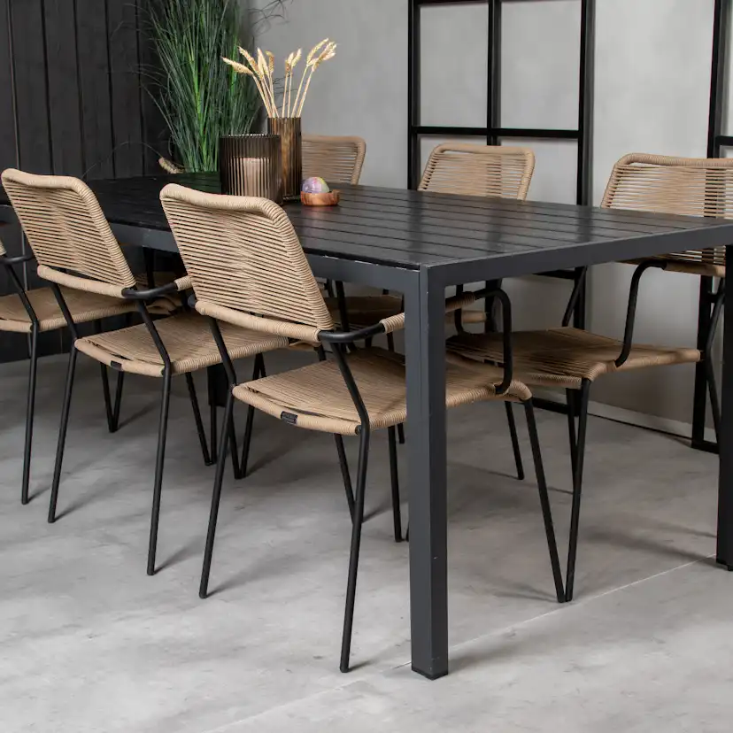 Matgrupp Utomhus Venture Home Bront 205/90 med 6 Leon KarmTrädgårdsstolar