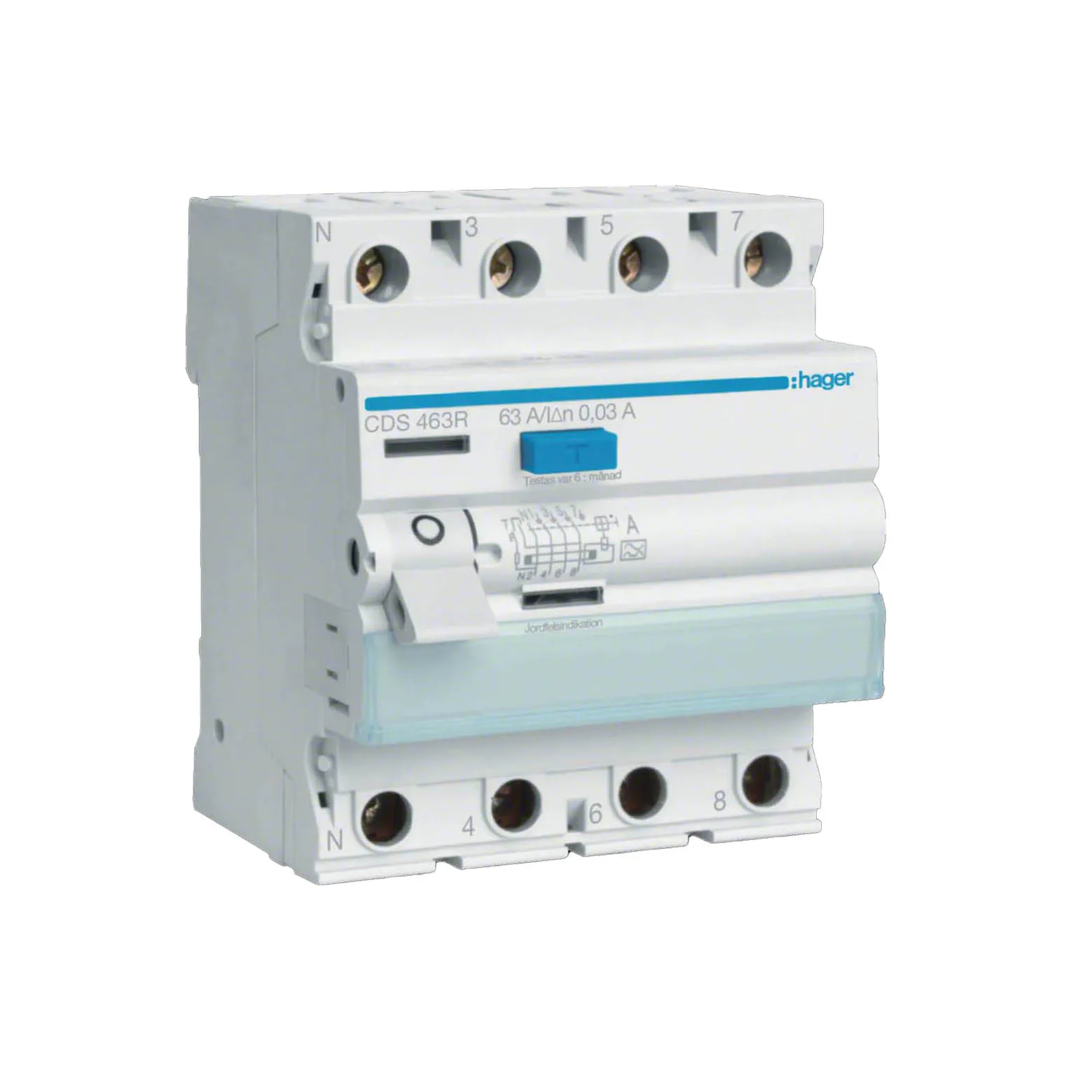 Jordf br 4-P 63A 30mA QC 63 A med QuickConnect