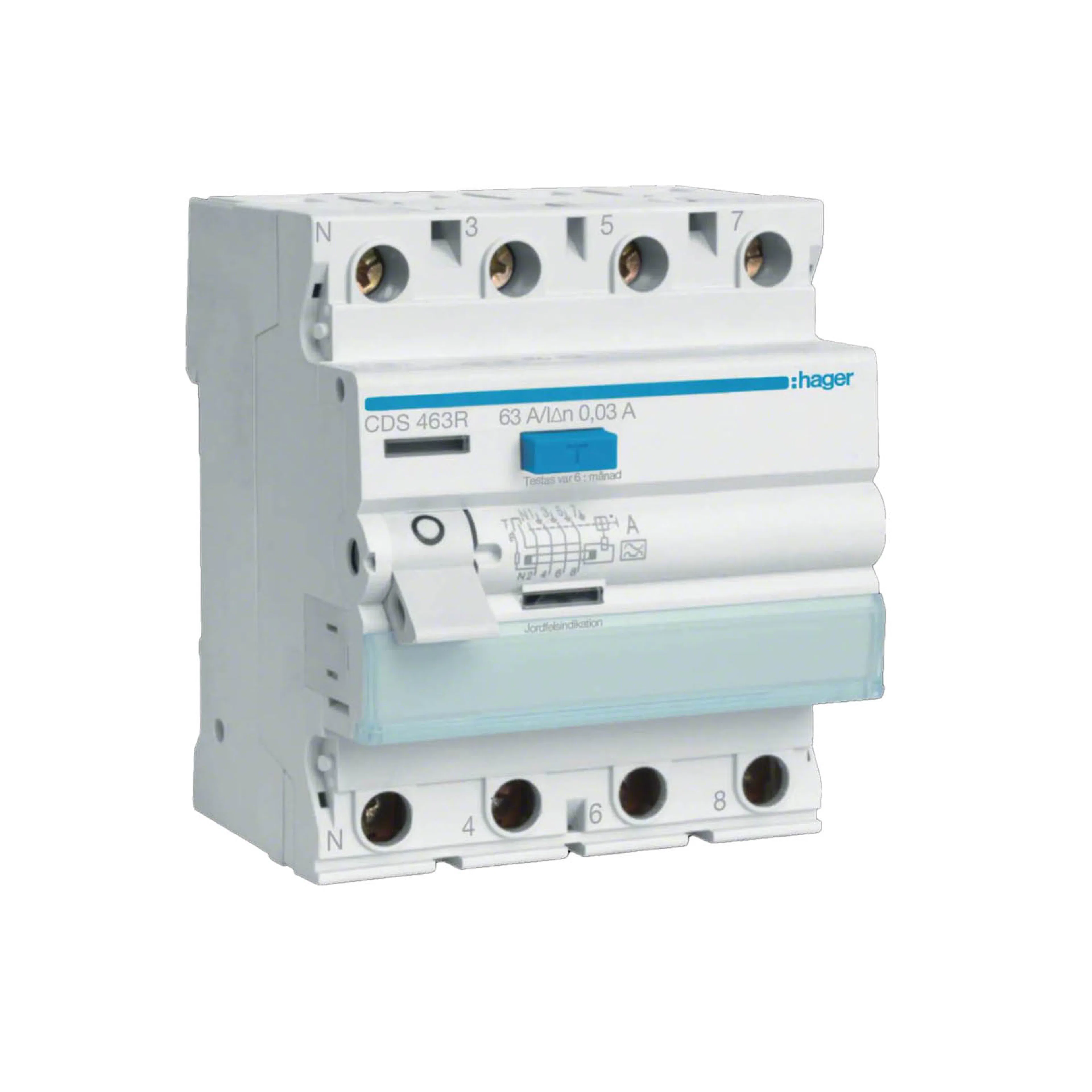 Jordf br 4-P 63A 30mA QC 63 A med QuickConnect