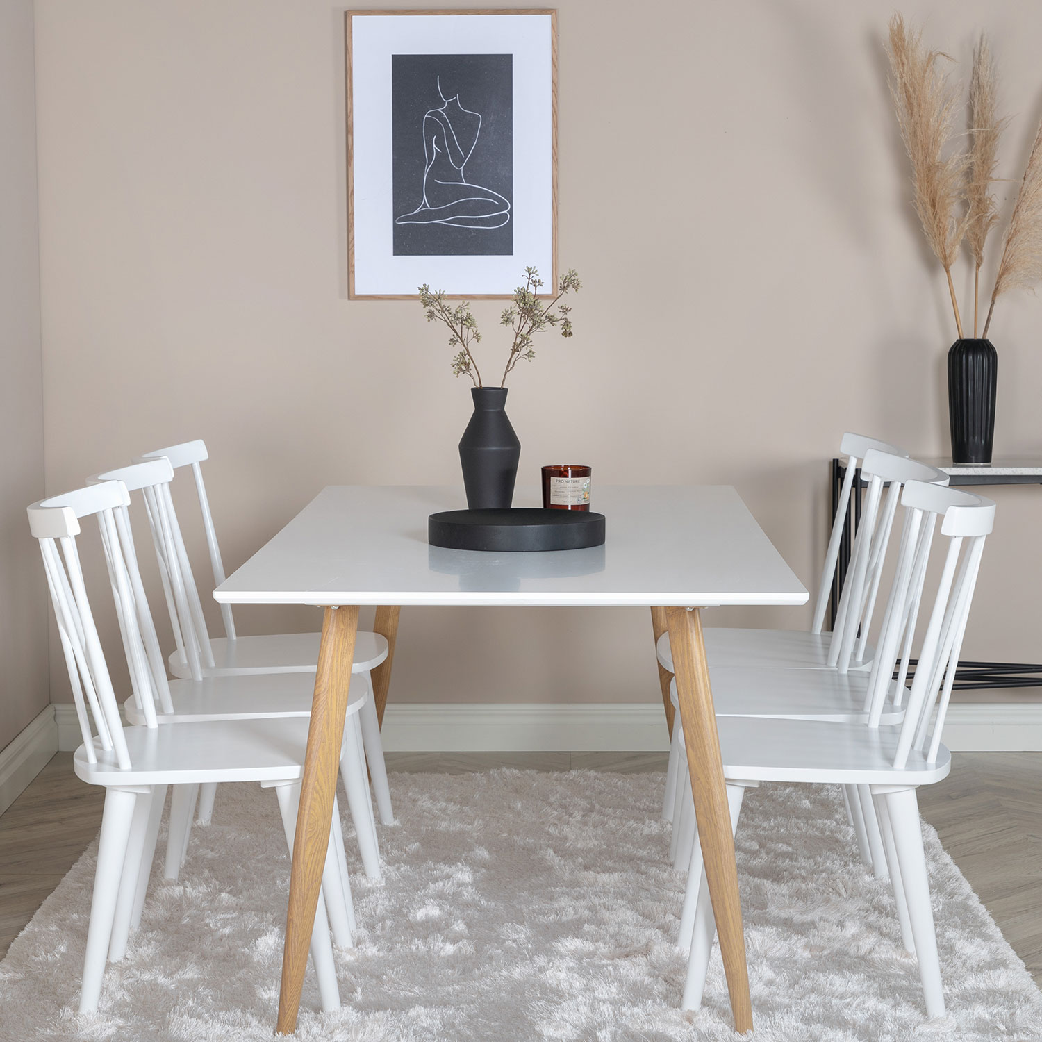 Polar Dining Table - 180*90*H75 - White / Oak, Mariette Vit