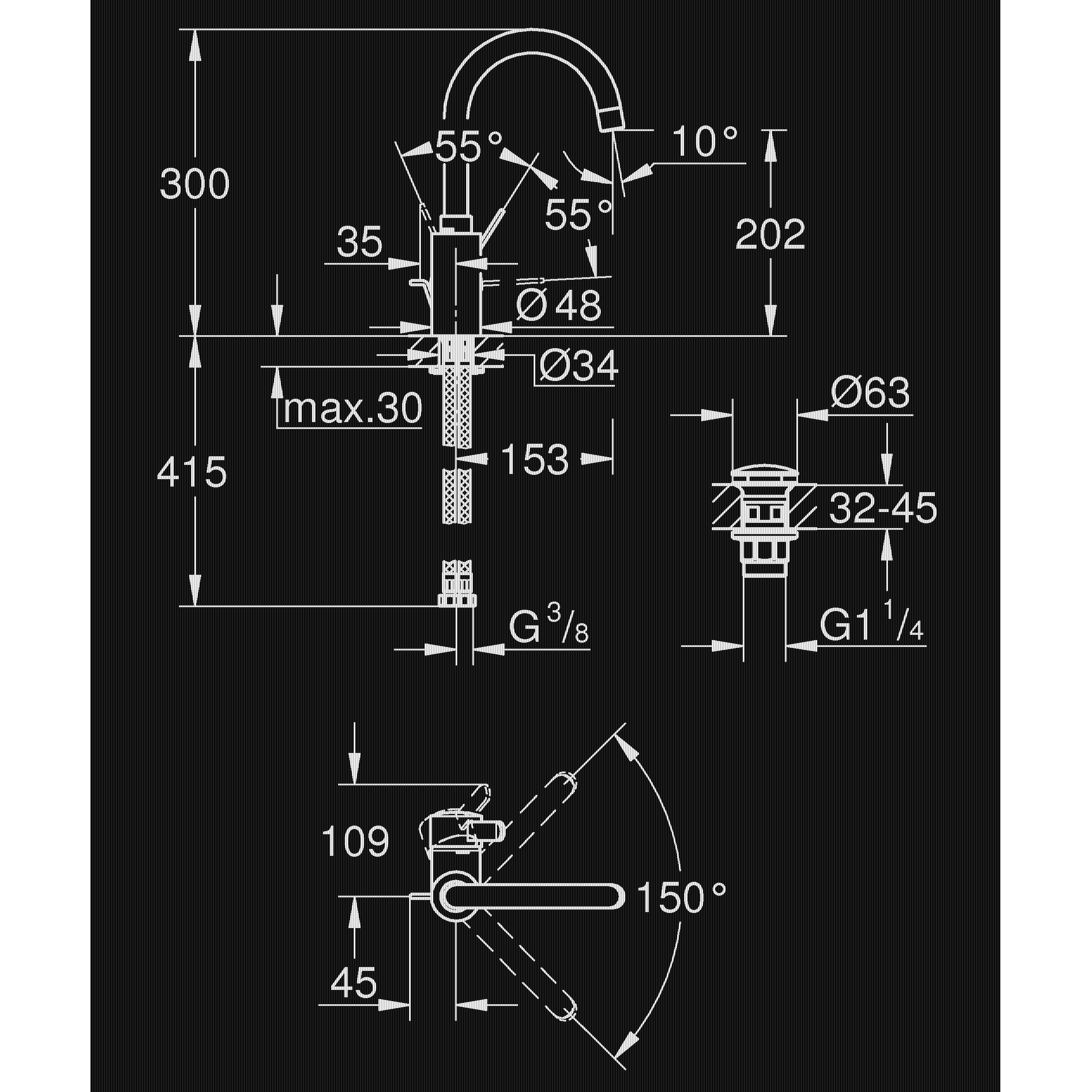 Tvättställsblandare Grohe Eurosmart Cosmopolitan 23933 med Pop-Up Ventil