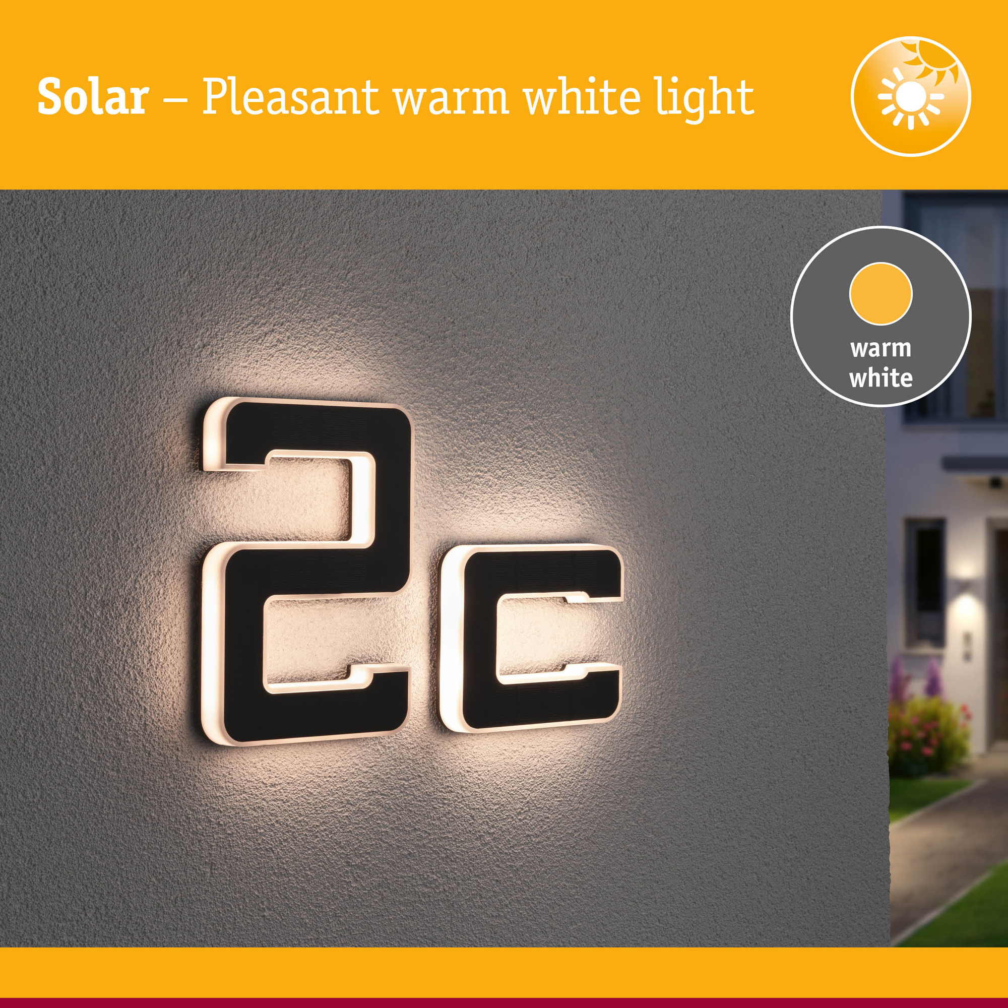Fasadbelysning Solcell LED Paulmann Husnummer A-D med belysning inkl. utbytbart batteri IP44 Design: C