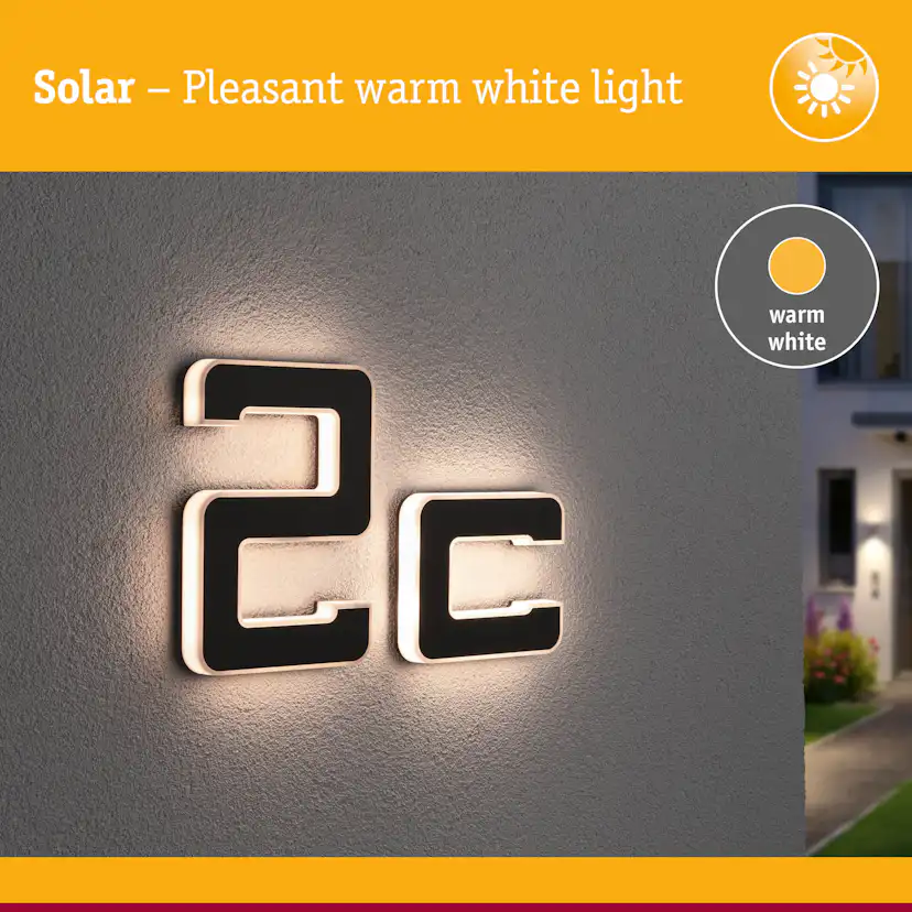 Fasadbelysning Solcell LED Paulmann Husnummer A-D med belysning inkl. utbytbart batteri IP44 Design: C