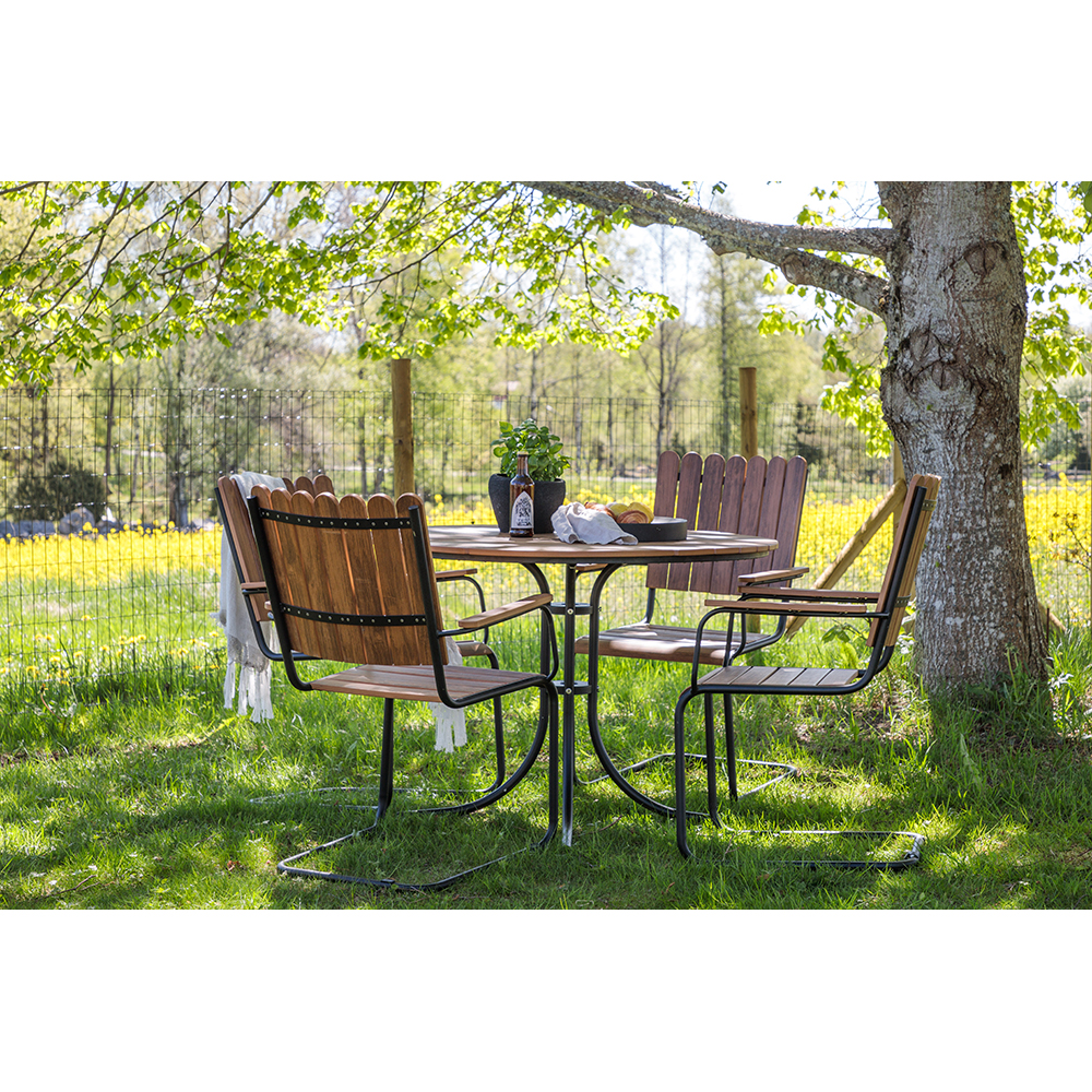 Holmsund Diningset Steel - Black / Nature Natur/Svart