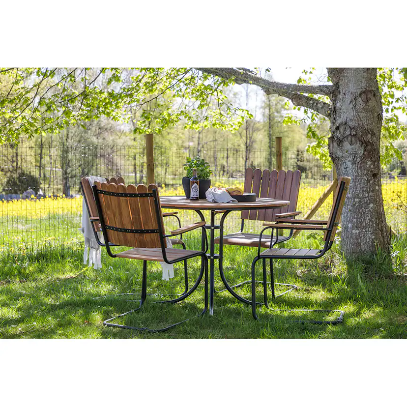 Holmsund Diningset Steel - Black / Nature Natur/Svart