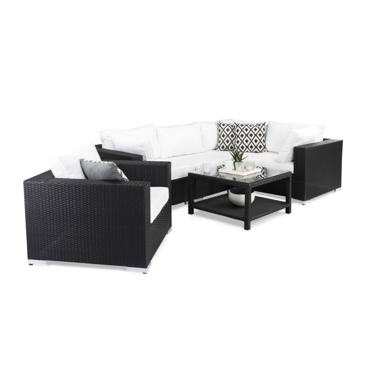 Loungegrupp Comfort Garden Bahamas 5-sits Hörn med Fåtölj och Bord 75x75
