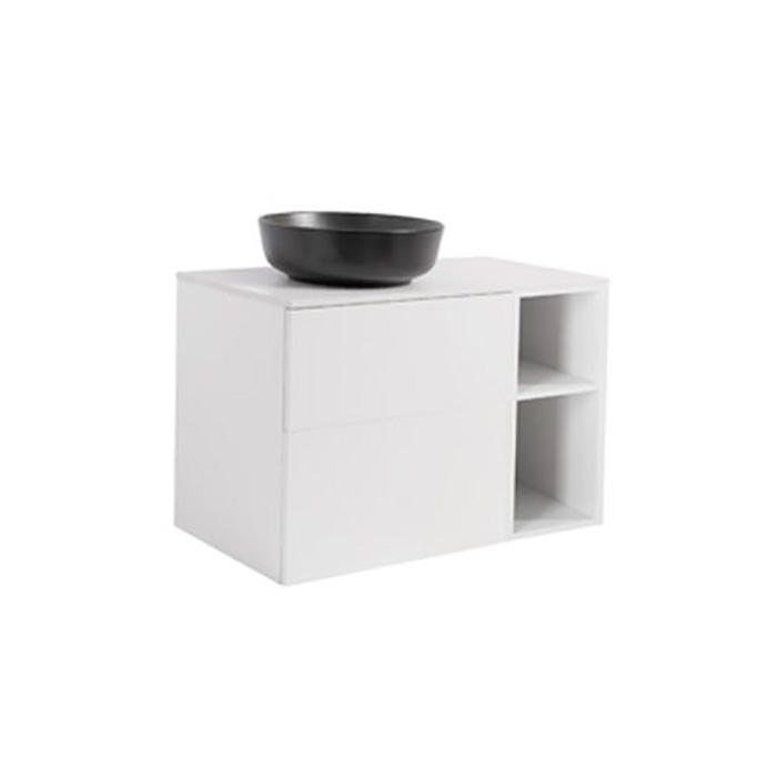 A IS60+30Ö MVIT BS VIT+TS RUSV Färg: Mattvit, Färg Tvättställ: Svart, Färg Bänkskiva: Vit, Rund Form, Storlek: 740x908 mm