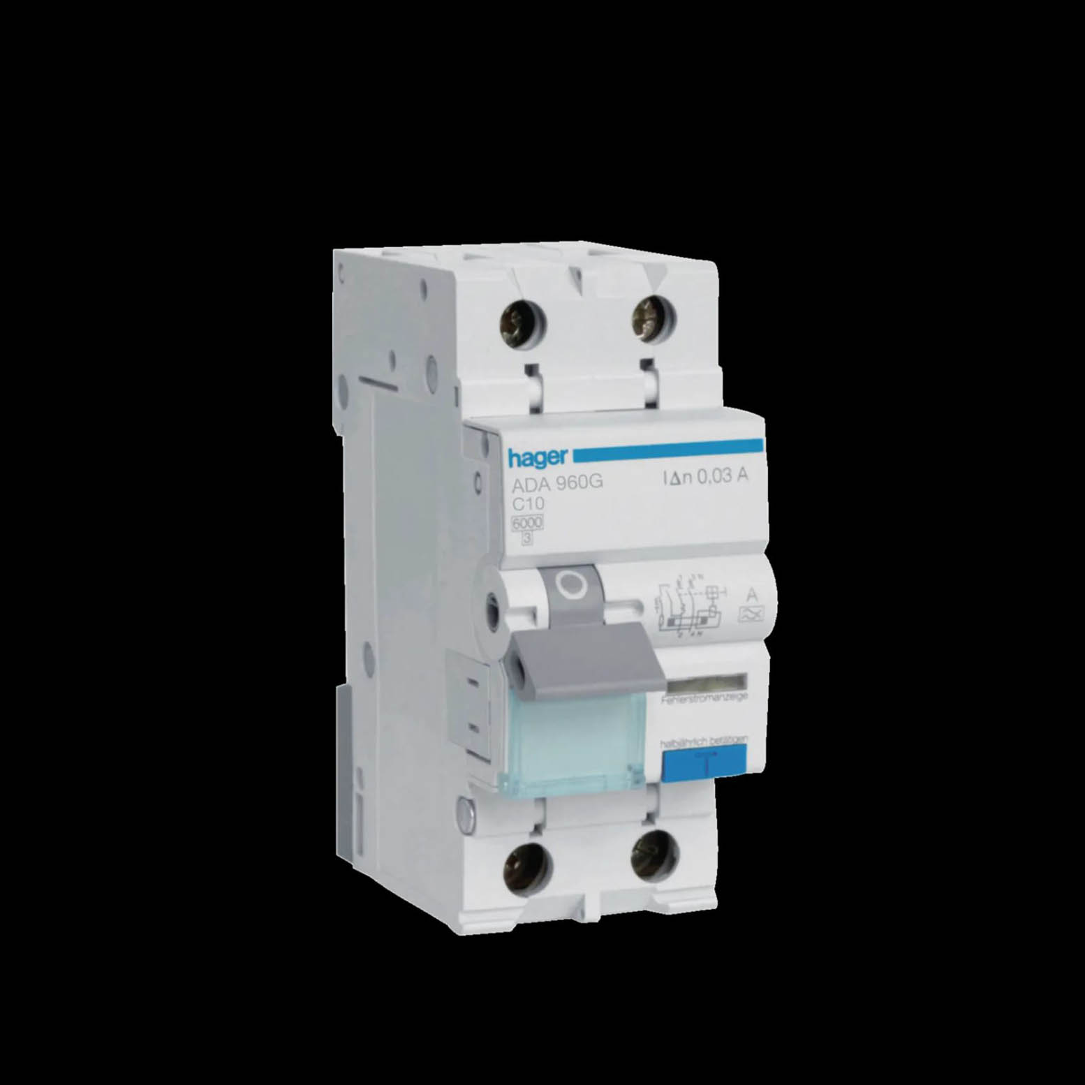 Personskyddsbrytare Hager 1-Polig + Nolla 6 kA C-Karakteristik 30 mA Typ A med Skruvanslutning
