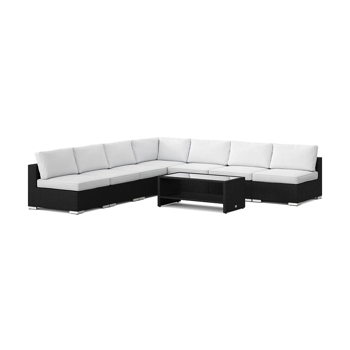 Loungegrupp Comfort Garden Bahamas utomhus hörnsoffa 7-sits vändbar med öppet avslut och bord med hylla