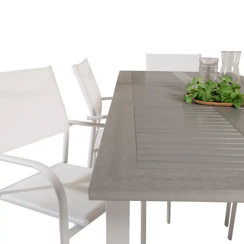 Albany Dining Table 152/210*90 - White Alu / Grey Aintwood+S Vit/Grå