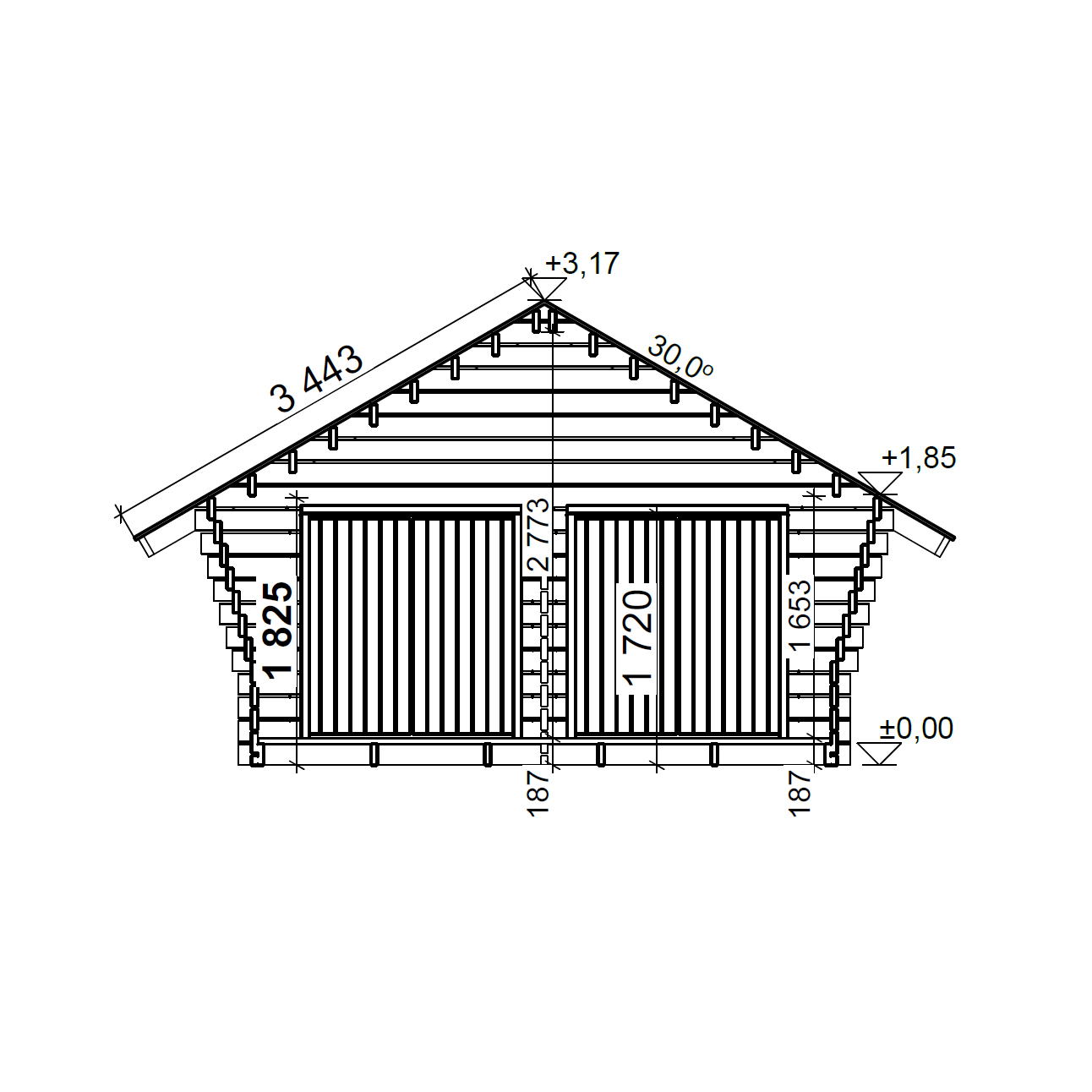 Timmerlada LP Garden Kymppi med spaltvägg 20 m²