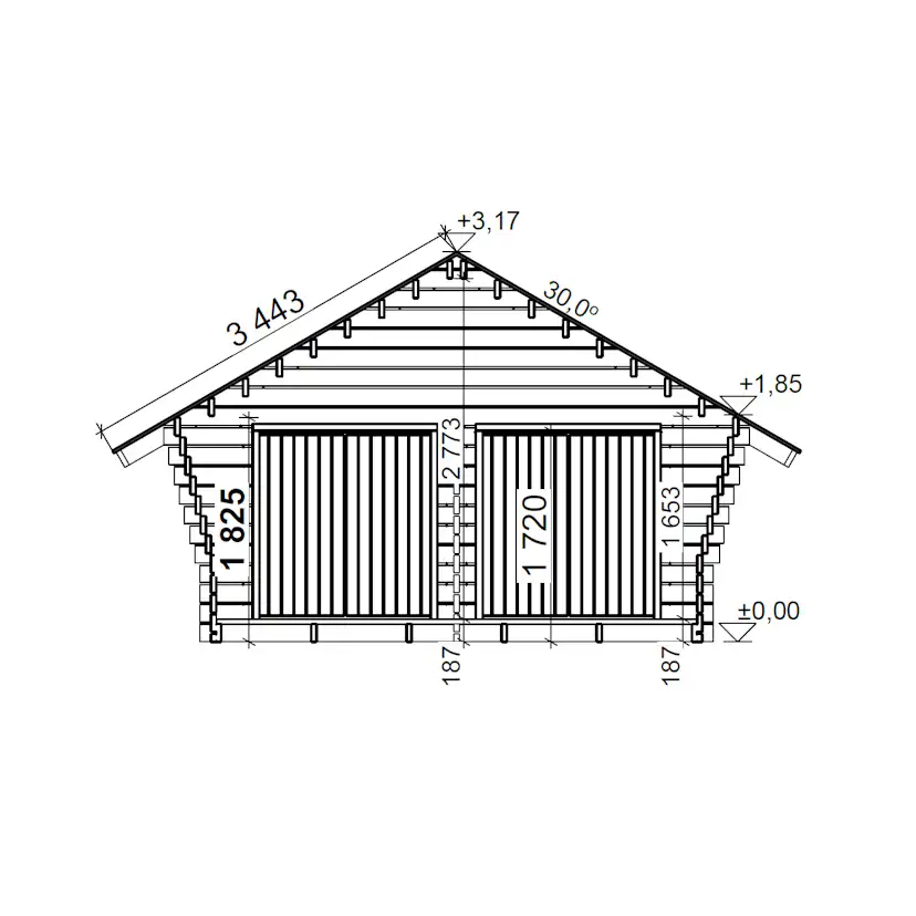 Timmerlada LP Garden Kymppi med spaltvägg 20 m²