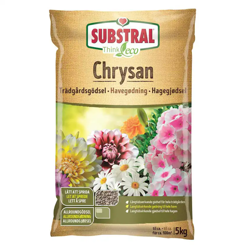 Trädgårdsgödsel Substral Chrysan 5 kg, Fullgödselmedel med Växtnäring för Inomhus- & Utomhusbruk