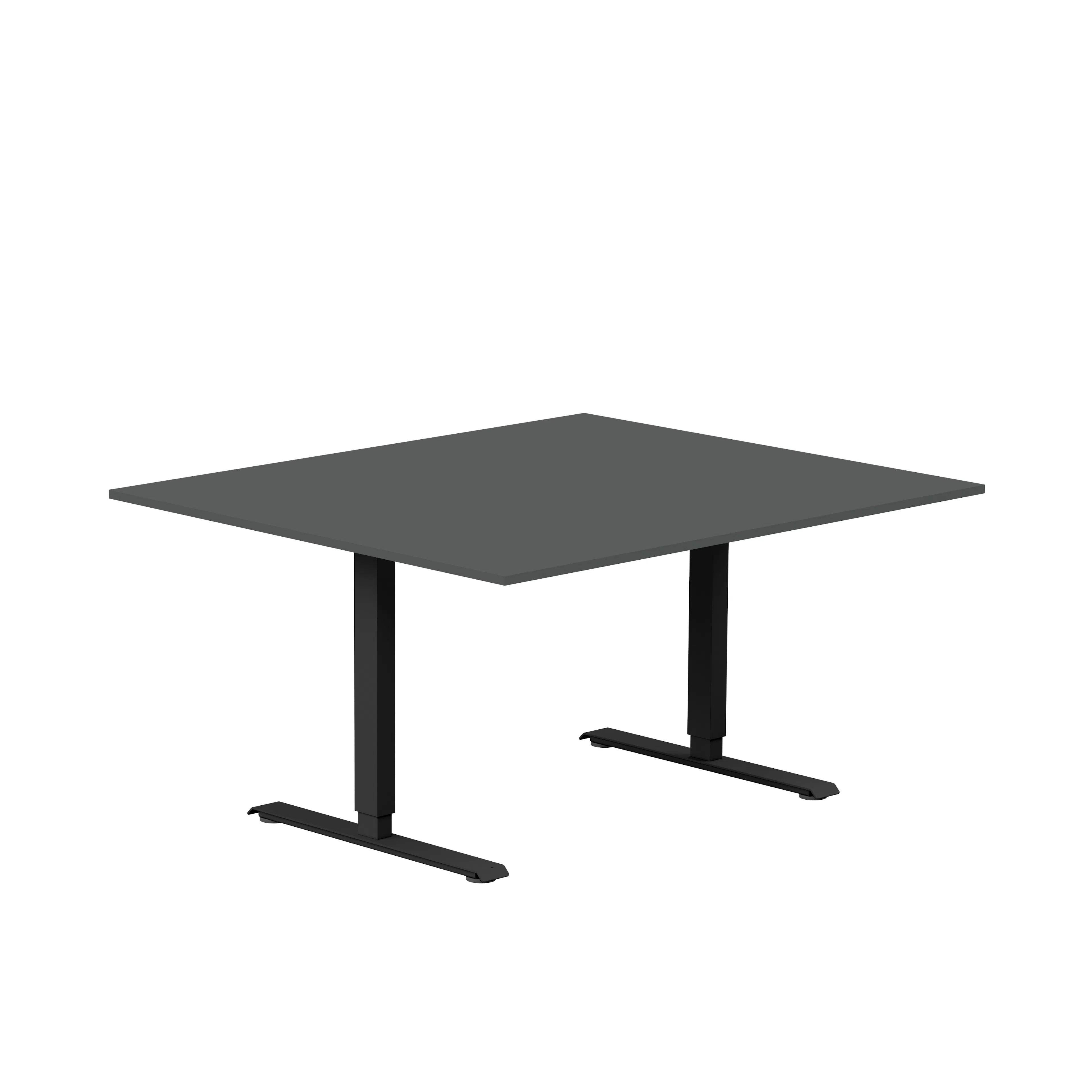 Konferensbord 1400x1200 mörkgrå laminat/svart T-stativ rekta Mörkgrå/Svart